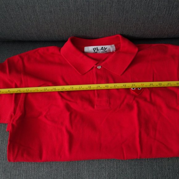 PLAY COMME des GARCONS Red Made in Japan 100% Cotton Polo Shirt AZ-T006 Size XL - Picture 6 of 10